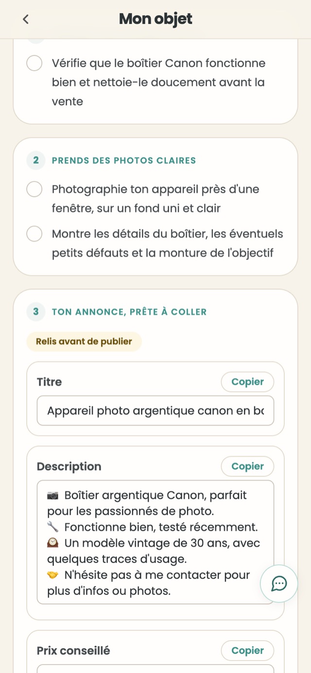 Le plan d'action : étapes numérotées et annonce rédigée, prête à coller
